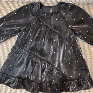 NWOT Zara Baby Girl 18-24T Shiny Black Dress with White Dots